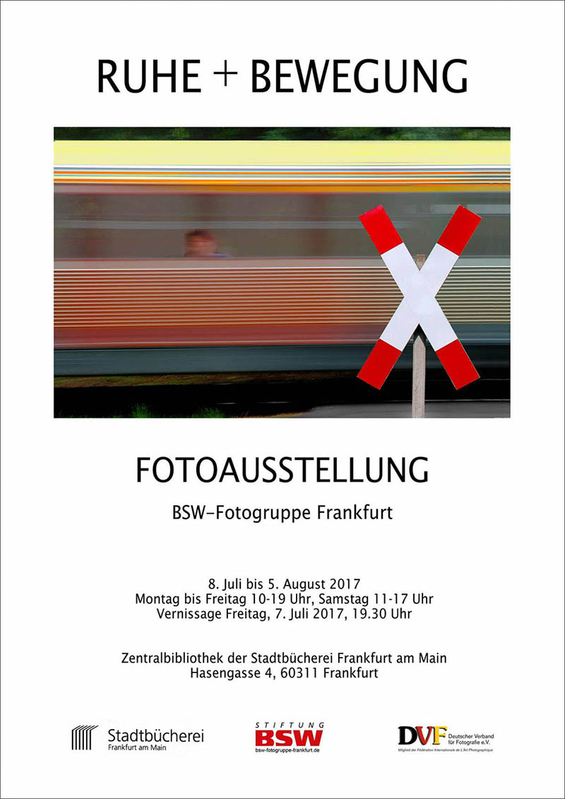 Ausstellungsplakat BSW-Fotogruppe: Ruhe + Bewegung